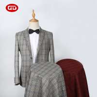 Hot sale heavy winter coat plain dyed red plaid brush wool TR suit fabric for wedding